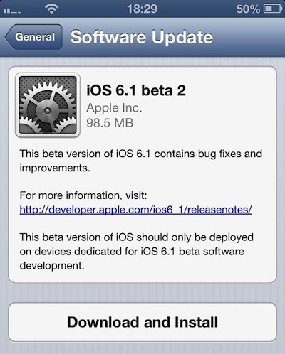 IOS6.1 beta2更新