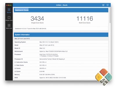 Geekbench 4.0 测试结果