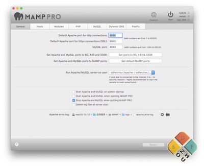 mamp pro 主界面