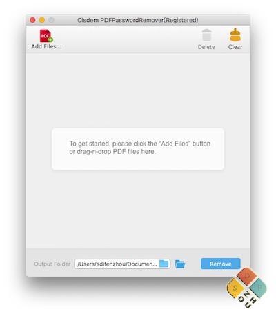 Cisdem PDFPasswordRemover 主界面 Cisdem PDFPasswordRemover 主界面