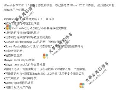 ZBrush 2021.5.1 更新内容 ZBrush 2021.5.1 更新内容