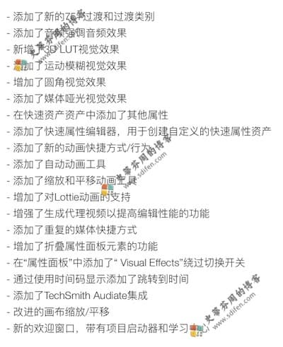 Camtasia 2021 更新内容