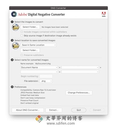 Adobe DNG Converter 主界面